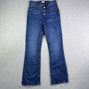 J.Crew Billie Demi Boot Crop Jeans Women's 23 (24) Stretch Button Fly Raw Hem